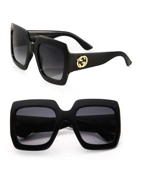 gucci black bold square glasses|gucci 54mm oversized square sunglasses.